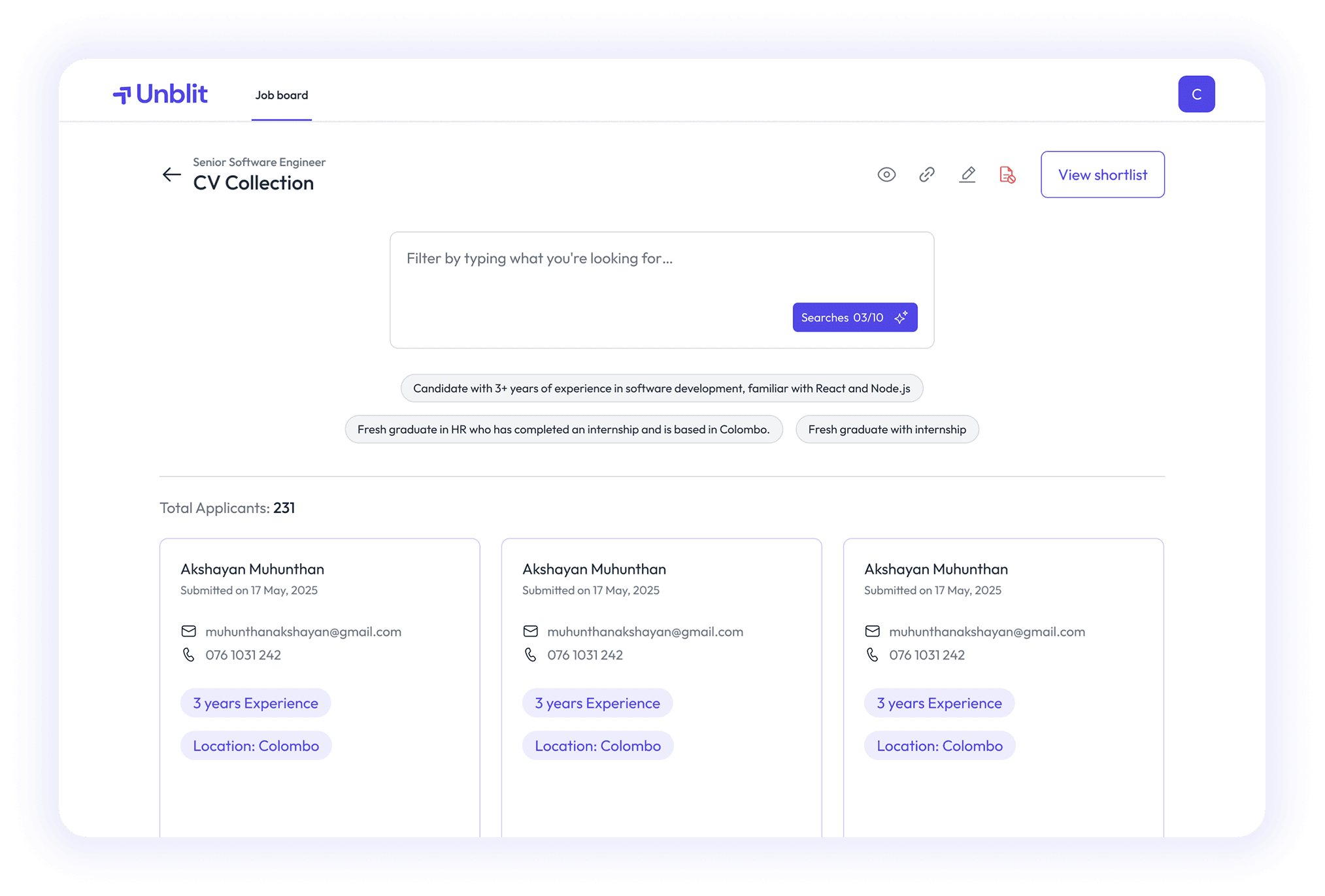 Filtering Applcants